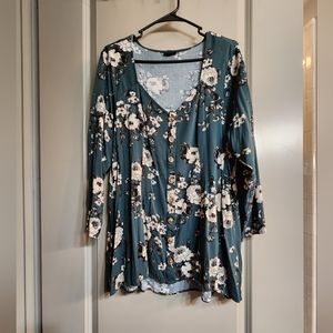 Torrid Green Floral Chalis Top